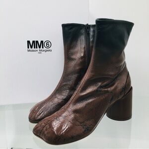 MM6 Maison Martin Margiela Black and Brown Heeled Boots Size EU 37 M